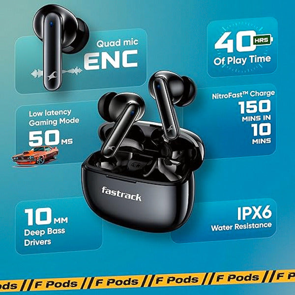 Front view of CarrotKart Fastrack Reflex FX101 Smart TWS Earbuds Earbuds – India | CarrotKart