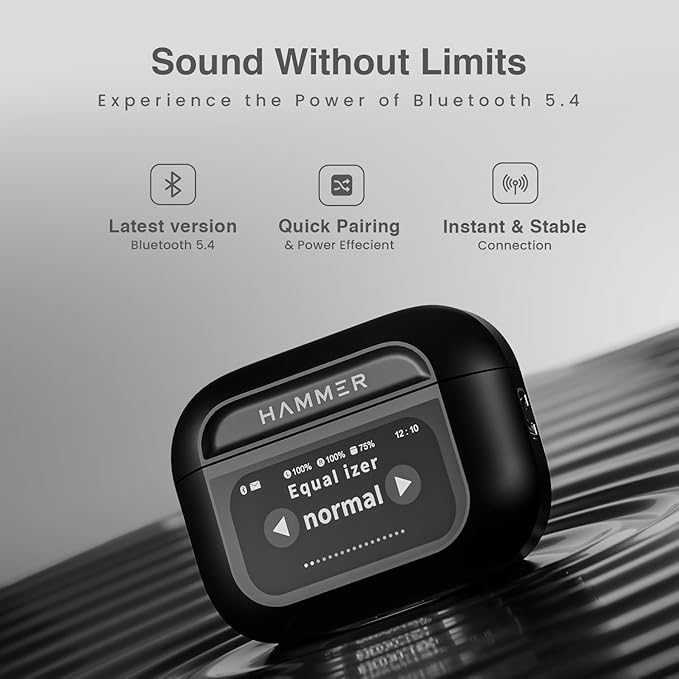 Close-up of CarrotKart Hammer Screen TWS Earbuds with ANC Earbuds – India | CarrotKart