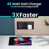 Portronics Adapto 65X 65 W Dual Ports Outputs GaN Fast PD Charger Comes with 100 W Type C to Type C Fast Charging Cable,Compatible with Laptop,MacBook,iPhone 8 and Above,Tablet (White)
