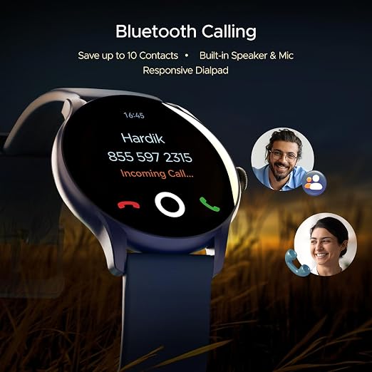 boAt Lunar Connect Ace w/ 3.63 cm(1.43") AMOLED Display,BT Calling,Sports Modes, IP68 Smartwatch (Indigo Blue Strap, Free Size)