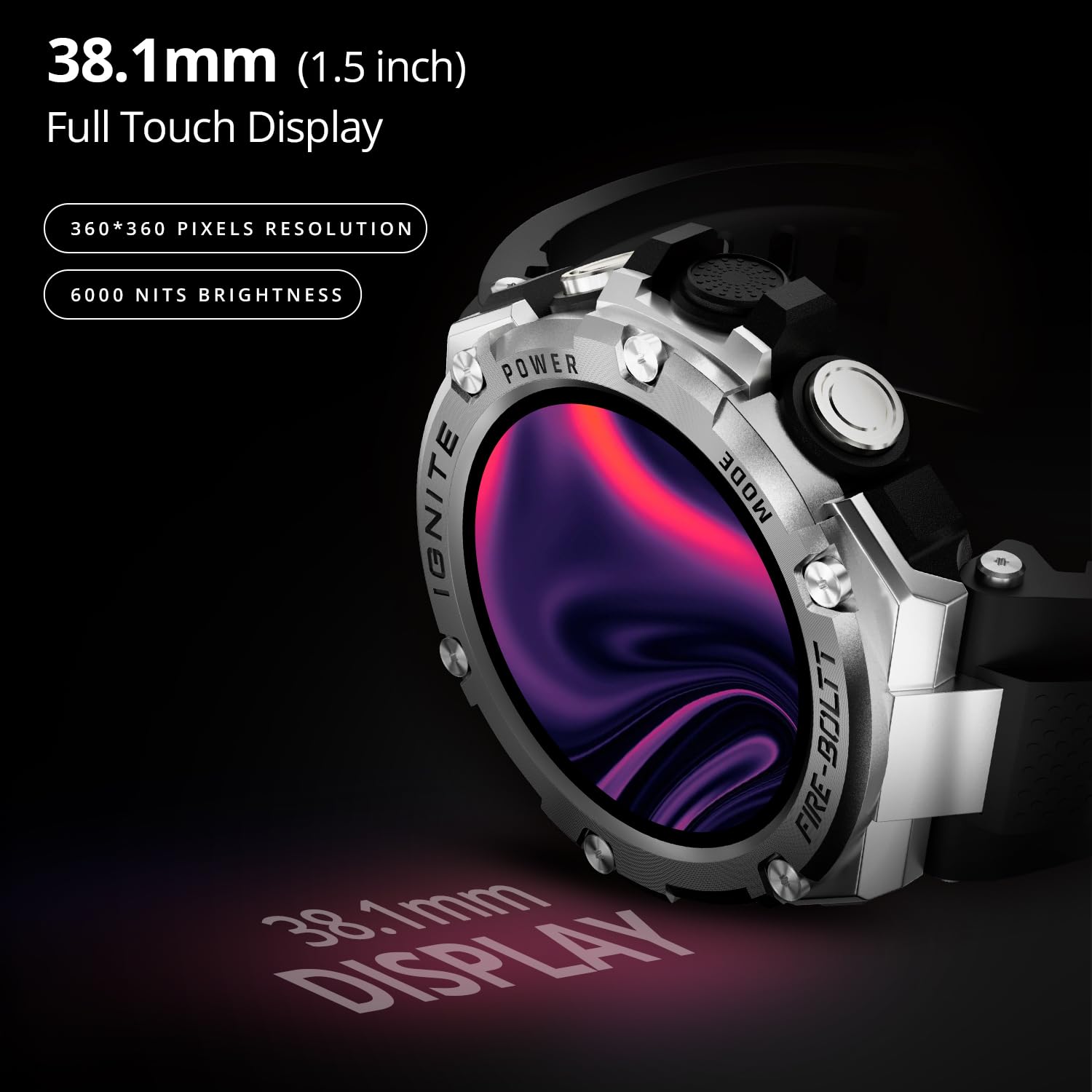 Fire-Boltt Assault Smartwatch – 1.5" HD Display, Bluetooth Calling, 600mAh Battery, Compass, Heart Rate & SpO2 Monitoring, 7-10 Days Battery Life, Heavy Metal Sports Design