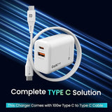 Portronics Adapto 65X 65 W Dual Ports Outputs GaN Fast PD Charger Comes with 100 W Type C to Type C Fast Charging Cable,Compatible with Laptop,MacBook,iPhone 8 and Above,Tablet (White)