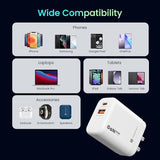 Portronics Adapto 65X 65 W Dual Ports Outputs GaN Fast PD Charger Comes with 100 W Type C to Type C Fast Charging Cable,Compatible with Laptop,MacBook,iPhone 8 and Above,Tablet (White)