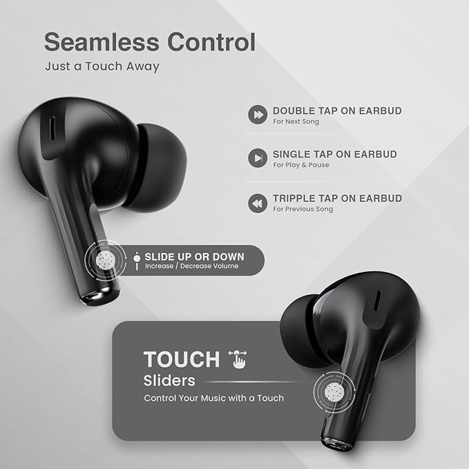 Front view of CarrotKart Hammer Screen TWS Earbuds with ANC Earbuds – India | CarrotKart