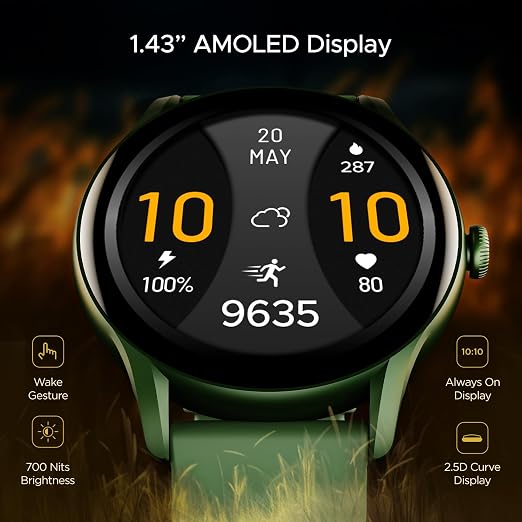 boAt Lunar Connect Ace w/ 3.63 cm(1.43") AMOLED Display,BT Calling,Sports Modes, IP68 Smartwatch (Indigo Blue Strap, Free Size)