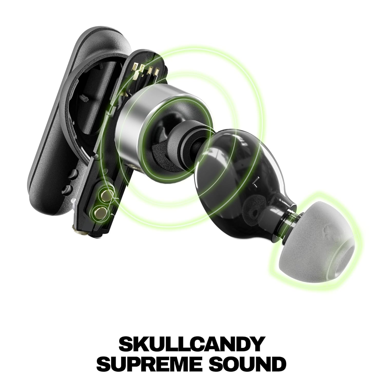 Skullcandy Smokin Buds Wireless in Ear Earbuds – ENC Clear Calls, Music/Movie/Podcast EQ Modes, 20Hr Battery + Rapid Charge, Touch Controls, Solo Bud Use, IPX4 Water Resistant (Black)