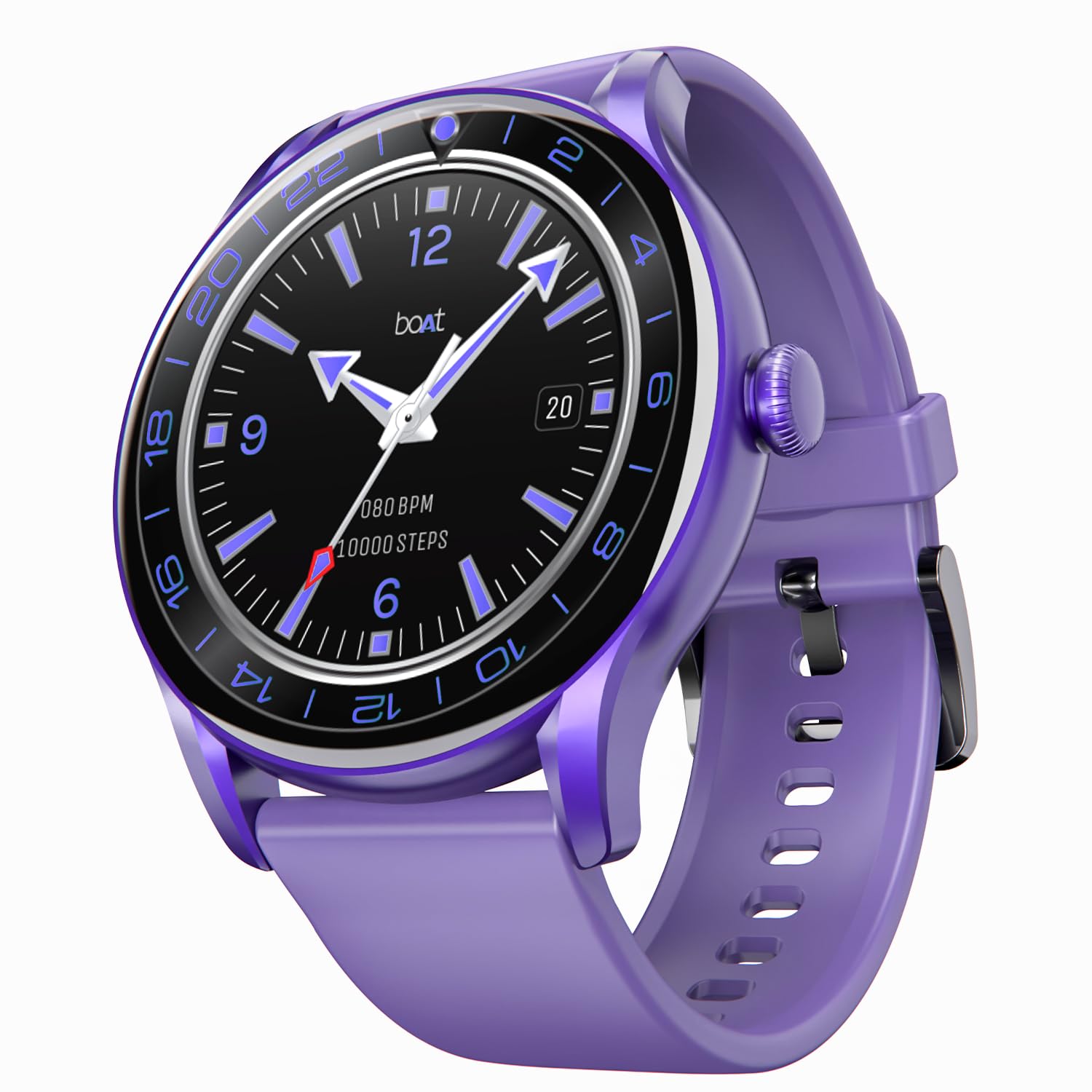 boAt Lunar Connect Ace w/ 3.63 cm(1.43") AMOLED Display,BT Calling,Sports Modes, IP68 Smartwatch (Indigo Blue Strap, Free Size)
