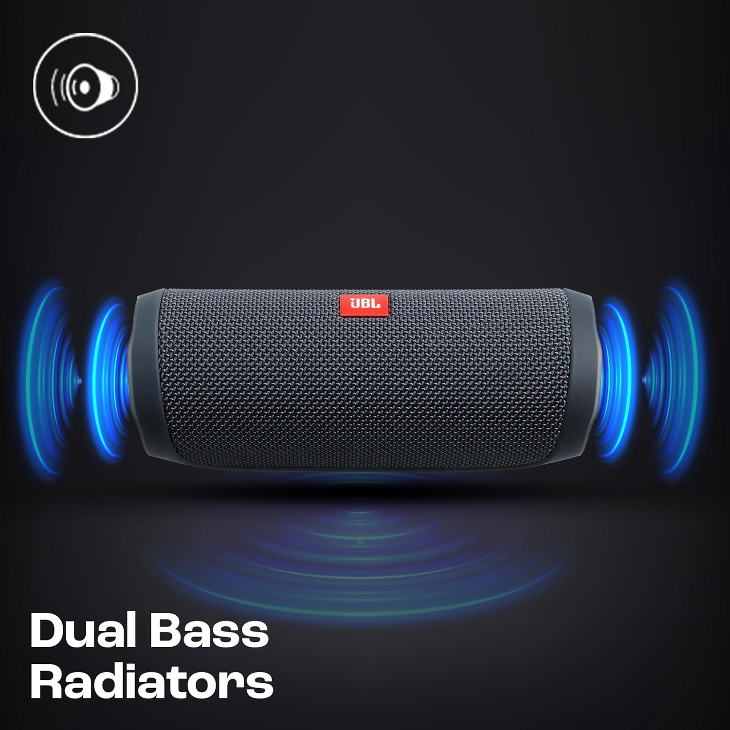 JBL Flip Essential 2, Wireless Portable Bluetooth Speaker with Deep Base, IPX7 Water & Dustproof (Without Mic, Black)