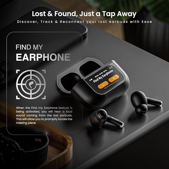 Back view of CarrotKart Hammer Screen TWS Earbuds with ANC Earbuds – India | CarrotKart