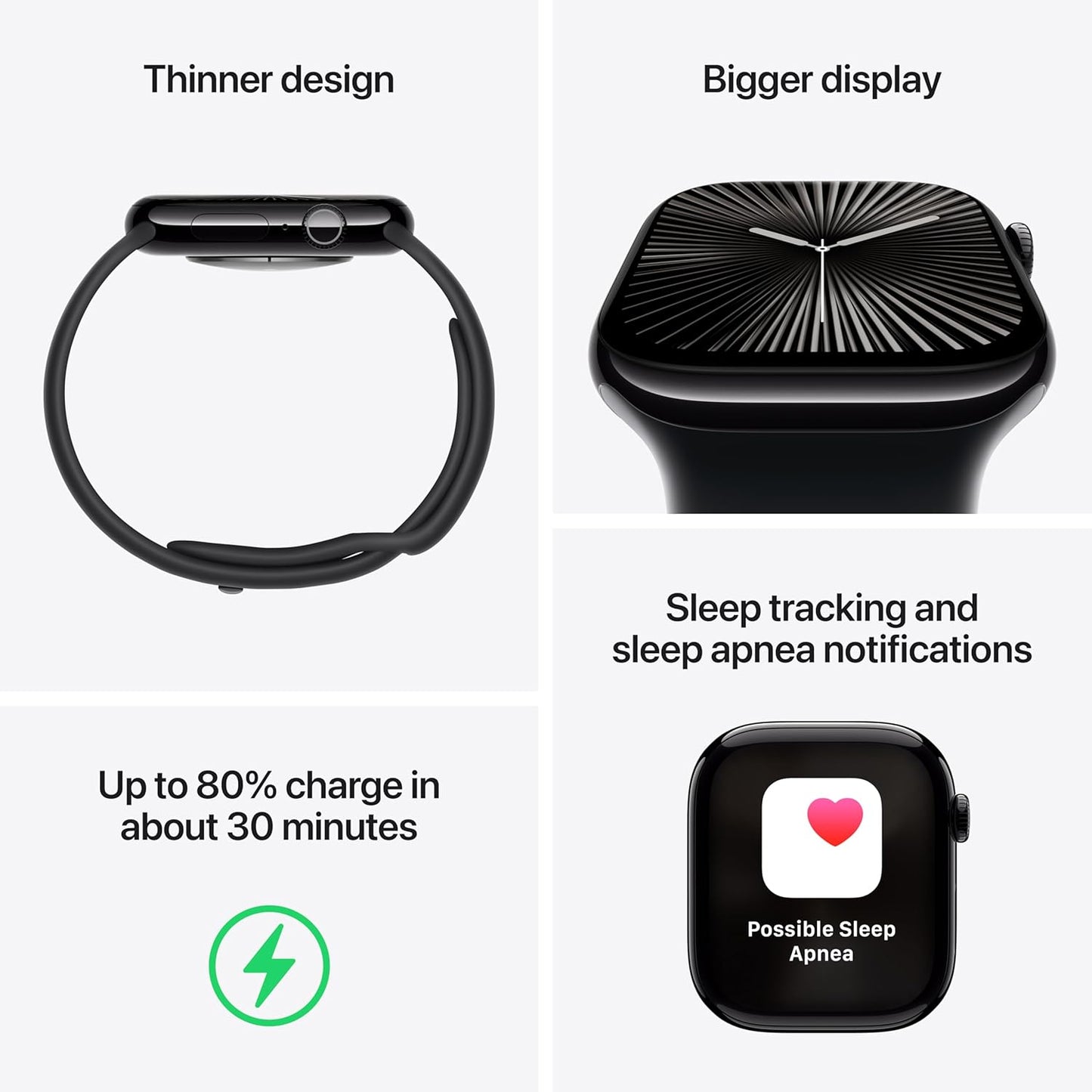 Apple Watch Series 10 [GPS 46 mm] Smartwatch with Jet Black Aluminium Case with Ink Sport Loop. Fitness Tracker, ECG App, Always-On Retina Display, Carbon Neutral