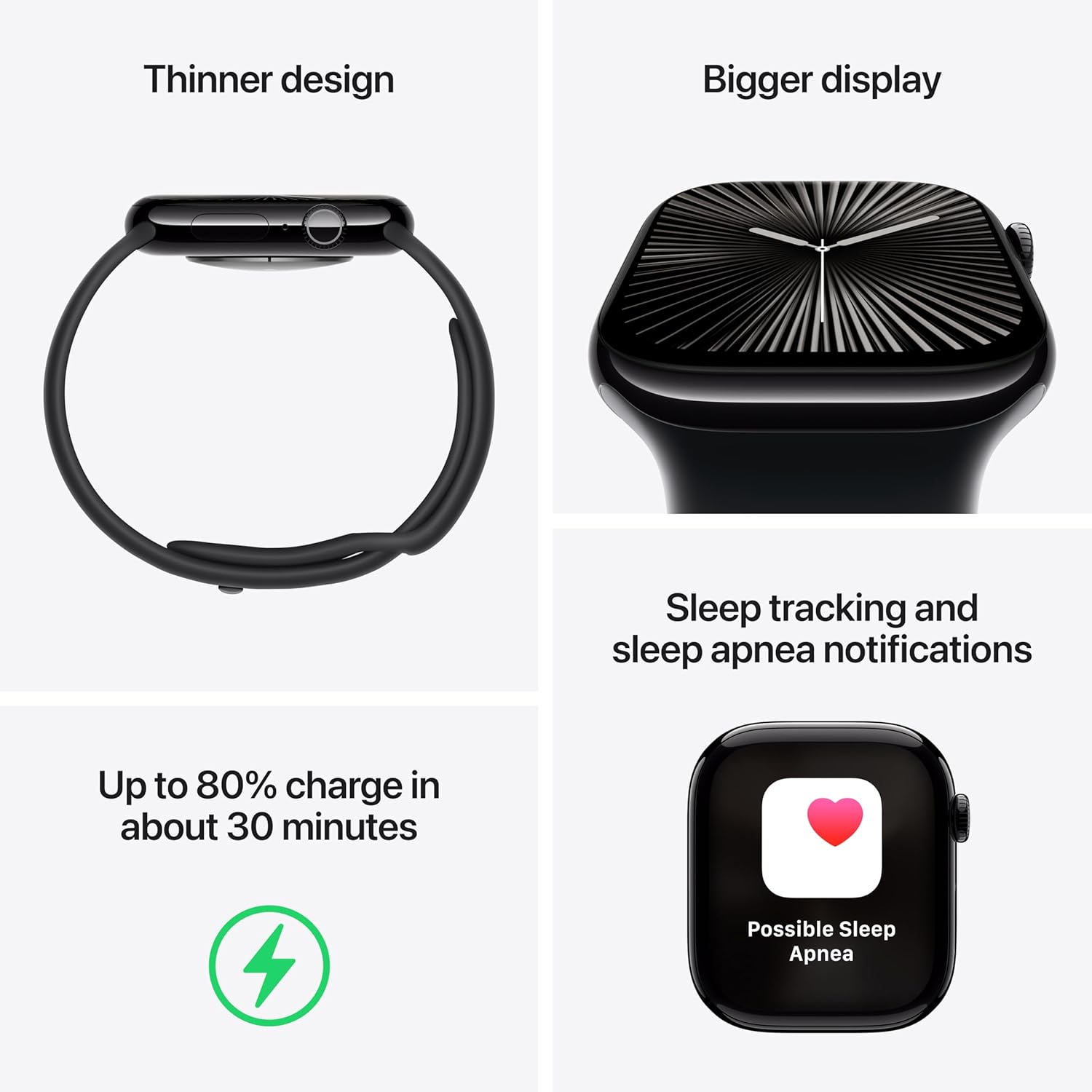 Apple Watch Series 10 [GPS 46 mm] Smartwatch with Jet Black Aluminium Case with Ink Sport Loop. Fitness Tracker, ECG App, Always-On Retina Display, Carbon Neutral