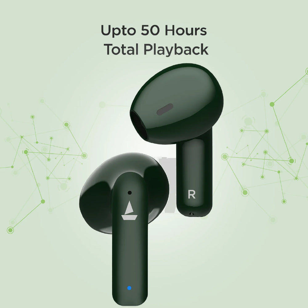 boAt Airdopes 100 TWS Wireless Earbuds with 50 Hours Playback Time, Quad Microphone, IWP™ technology