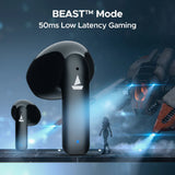 boAt Airdopes 118 in Ear Earbuds WROGN Edition w/ 50 HRS Playback, Quad Mics ENx Tech & Beast Mode(Opal Black)