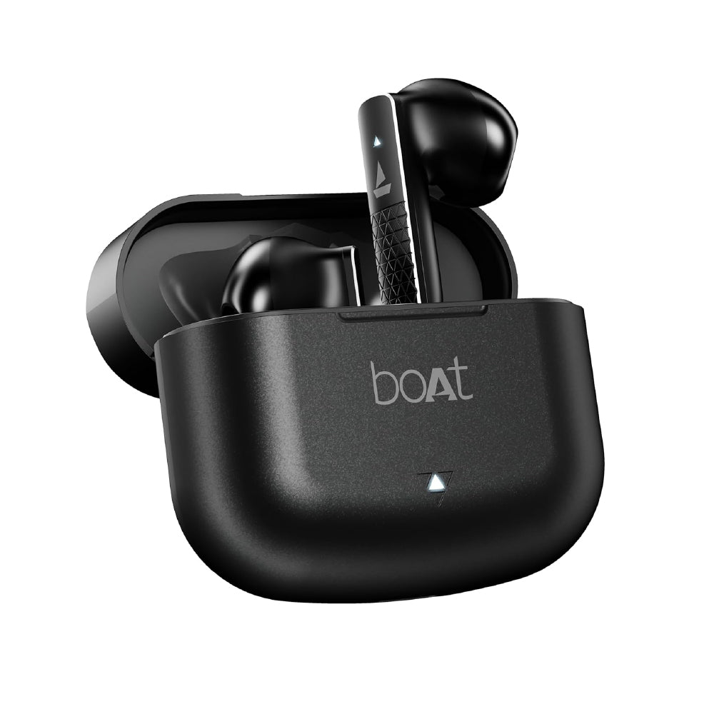 boAt Airdopes 91 Prime v5.3 Bluetooth TWS in Ear Earbuds Wireless Earphones with mic (Midnight Black) with Sounce Aidop Cover