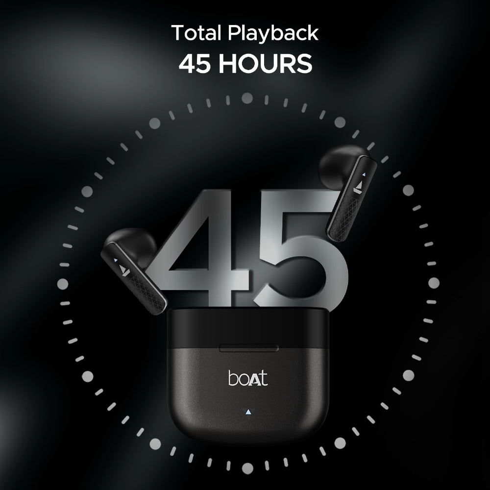 boAt Airdopes 91 Prime v5.3 Bluetooth TWS in Ear Earbuds Wireless Earphones with mic (Midnight Black) with Sounce Aidop Cover