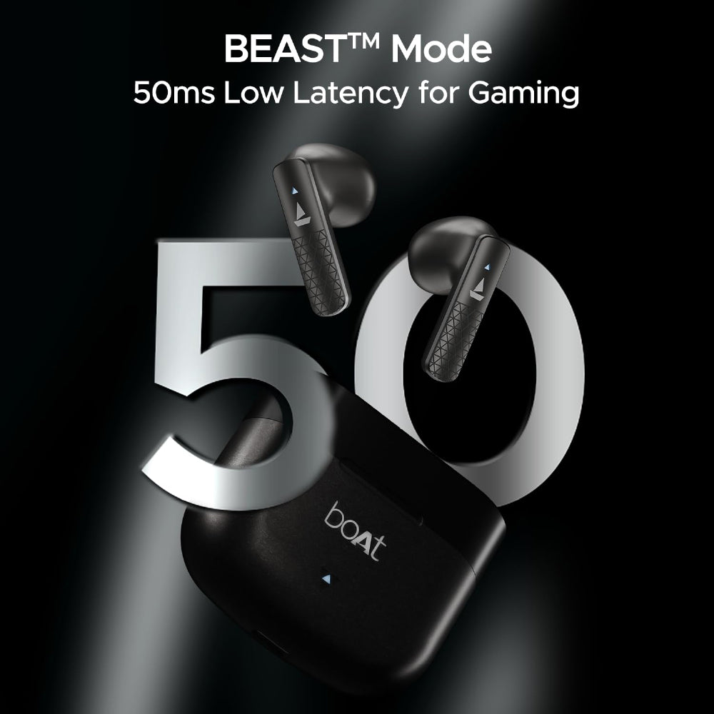 boAt Airdopes 91 Prime v5.3 Bluetooth TWS in Ear Earbuds Wireless Earphones with mic (Midnight Black) with Sounce Aidop Cover