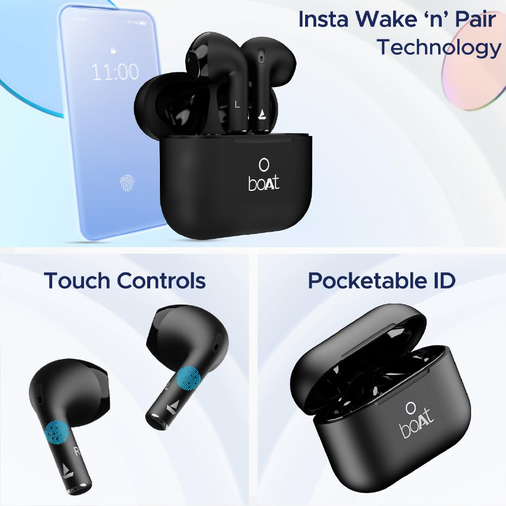 boAt Airdopes Ace TWS in Ear Earbuds with 35 HRS Playback, 13mm Drivers, Dual Mics ENx & Beast Mode(Active Black)