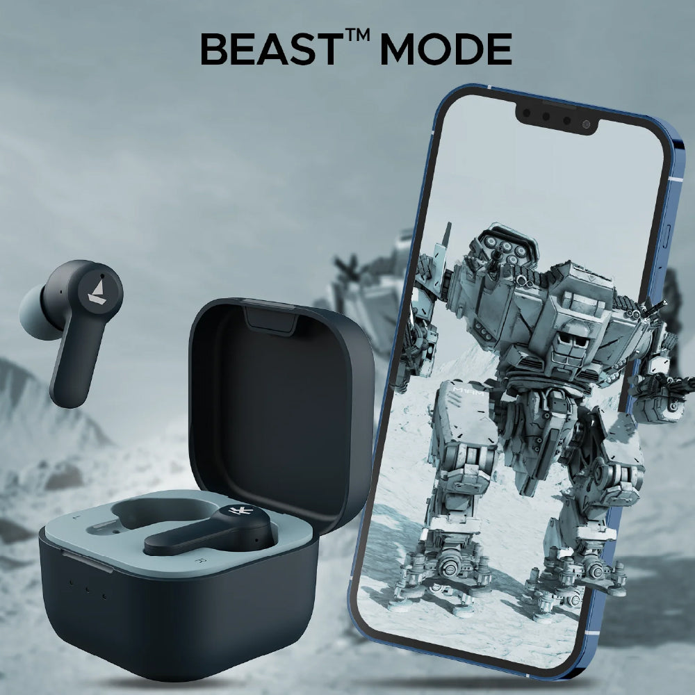 boAt Airdopes Crude Wireless Earbuds with 50 Hours Playback, ENx™ Technology, ASAP™ Charge, BEAST™ Mode, Bluetooth v5.3