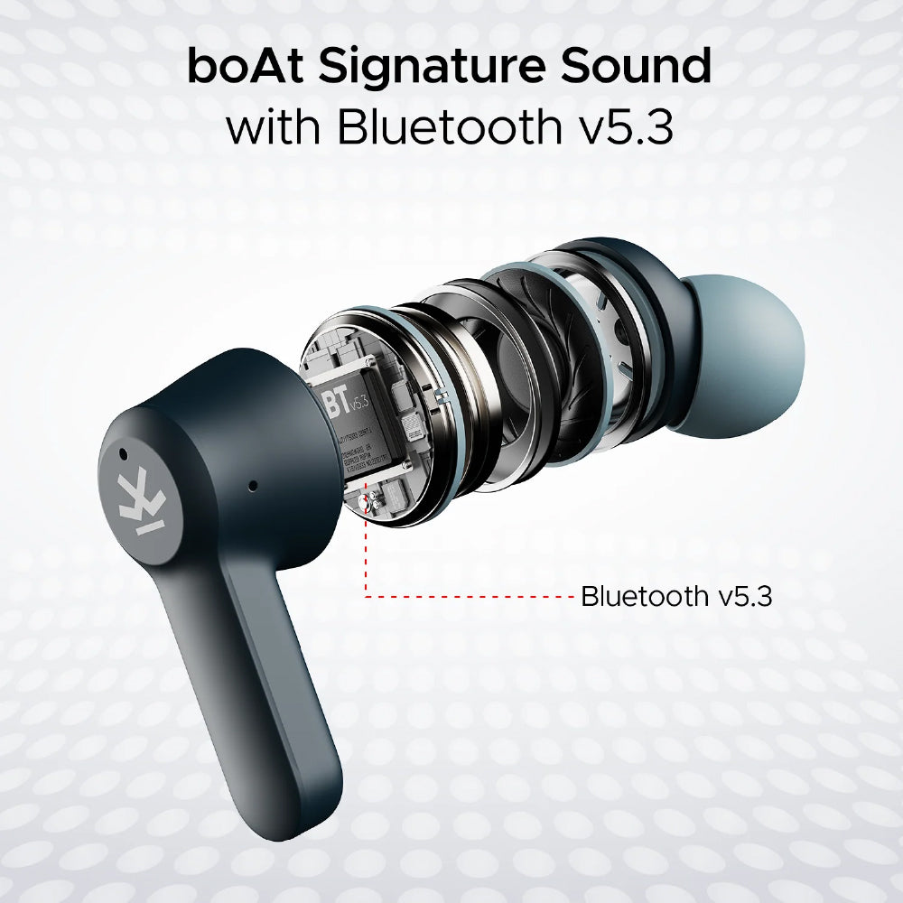 boAt Airdopes Crude Wireless Earbuds with 50 Hours Playback, ENx™ Technology, ASAP™ Charge, BEAST™ Mode, Bluetooth v5.3