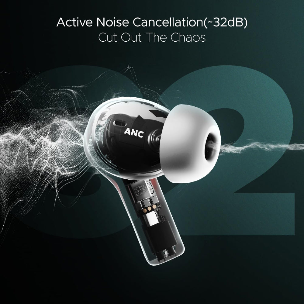 BoAt Airdopes Flex 454 ANC Wireless Earbuds with Active Noise Cancellation up to 32dB, BEAST™ Mode, 10mm Drivers, ASAP™ Charge