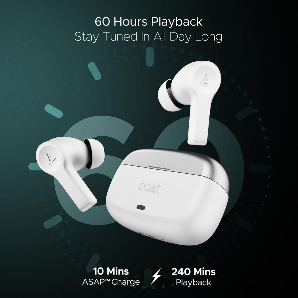 BoAt Airdopes Flex 454 ANC Wireless Earbuds with Active Noise Cancellation up to 32dB, BEAST™ Mode, 10mm Drivers, ASAP™ Charge
