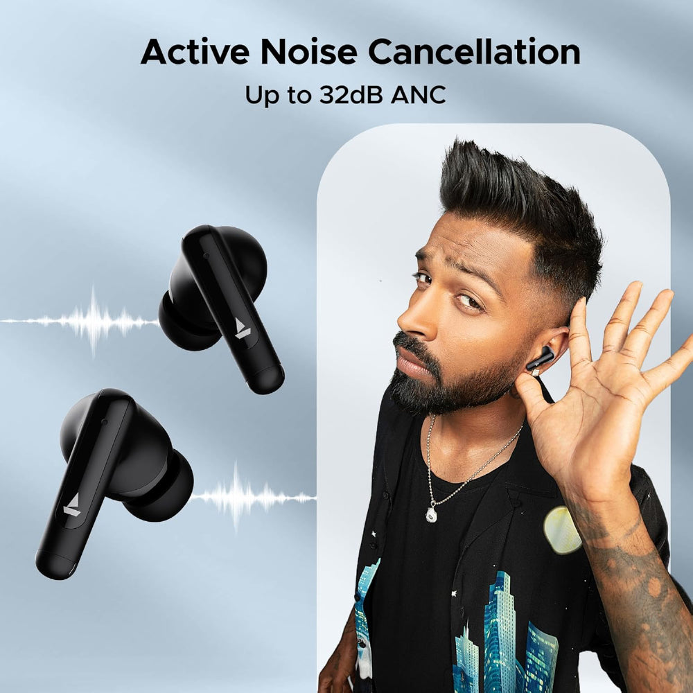 boAt Airdopes Unity ANC TWS in Ear Earbuds with Up to 50 Hours Total Playback, ANC Upto 32 dB, Dual Mics with ENx Tech, IPX5 Rating, IWP Tech and ASAP Charge(Grey)