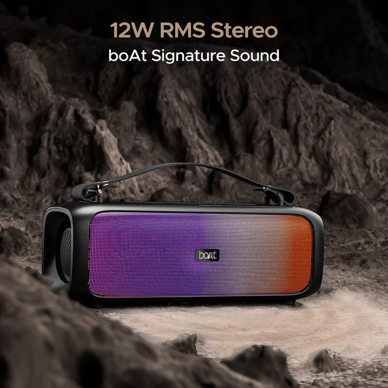 boAt Stone 580 with RMS Stereo Sound,Up to 8 HRS Playtime,IPX4 12 W Bluetooth Speaker (Midnight Black, Stereo Channel) - CarrotKart | India's first Open Box ecommerce platform