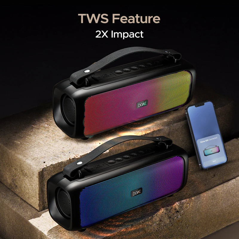 boAt Stone 580 with RMS Stereo Sound,Up to 8 HRS Playtime,IPX4 12 W Bluetooth Speaker (Midnight Black, Stereo Channel) - CarrotKart | India's first Open Box ecommerce platform