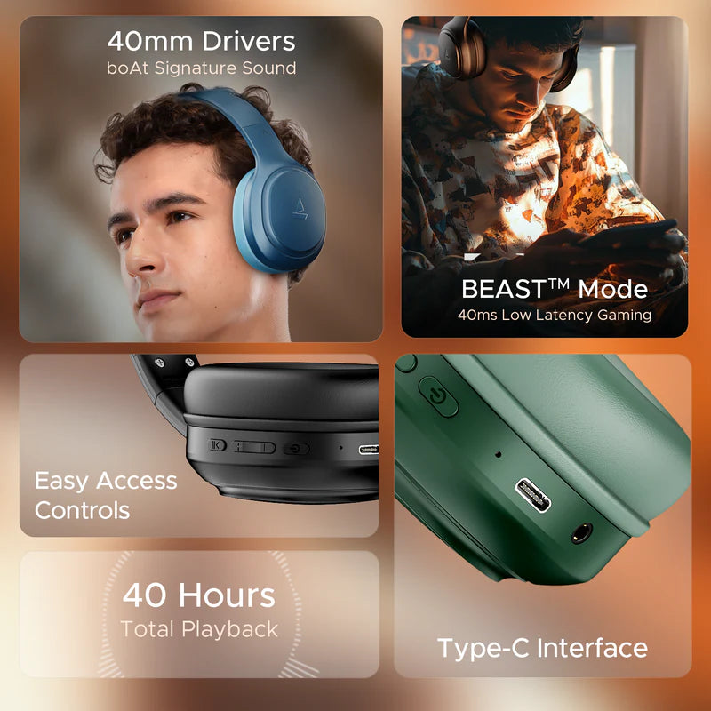 boAt Rockerz 430, 40ms Latency, 40H Battery, Stream Ad Free Music via App, Bluetooth Headset (Starry Night, On the Ear)