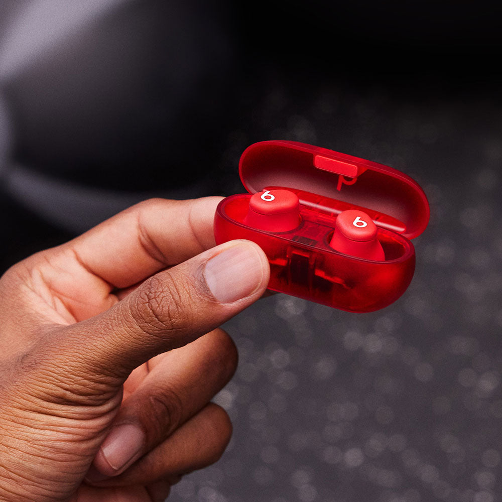 Beats Solo Buds Wireless Earbuds with Transparency Mode | Transparent Red