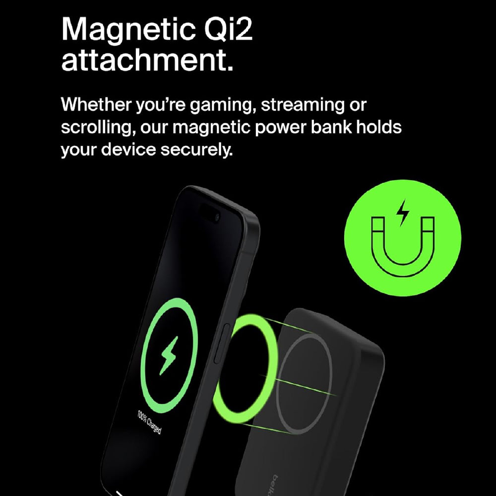 Belkin Qi2 10000 mAh Magsafe Wireless Power Bank | 15W Wireless Fast Charging, Compatible w/iPhone 17, Air, Pro, Pro Max, Google Pixel 10, etc. | 2 Years Warranty | Black