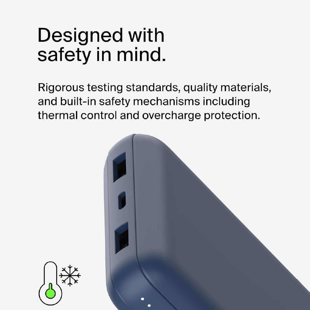 Belkin 20000 mAh Power Bank | Super Fast Charging | USB-C PD Port | 15W Charging for iPhone Series (16, 16 Pro Max), Samsung Galaxy, Google Pixel & More | 2 Years Warranty | Blue