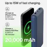 Belkin 20000 mAh Power Bank | Super Fast Charging | USB-C PD Port | 15W Charging for iPhone Series (16, 16 Pro Max), Samsung Galaxy, Google Pixel & More | 2 Years Warranty | Blue