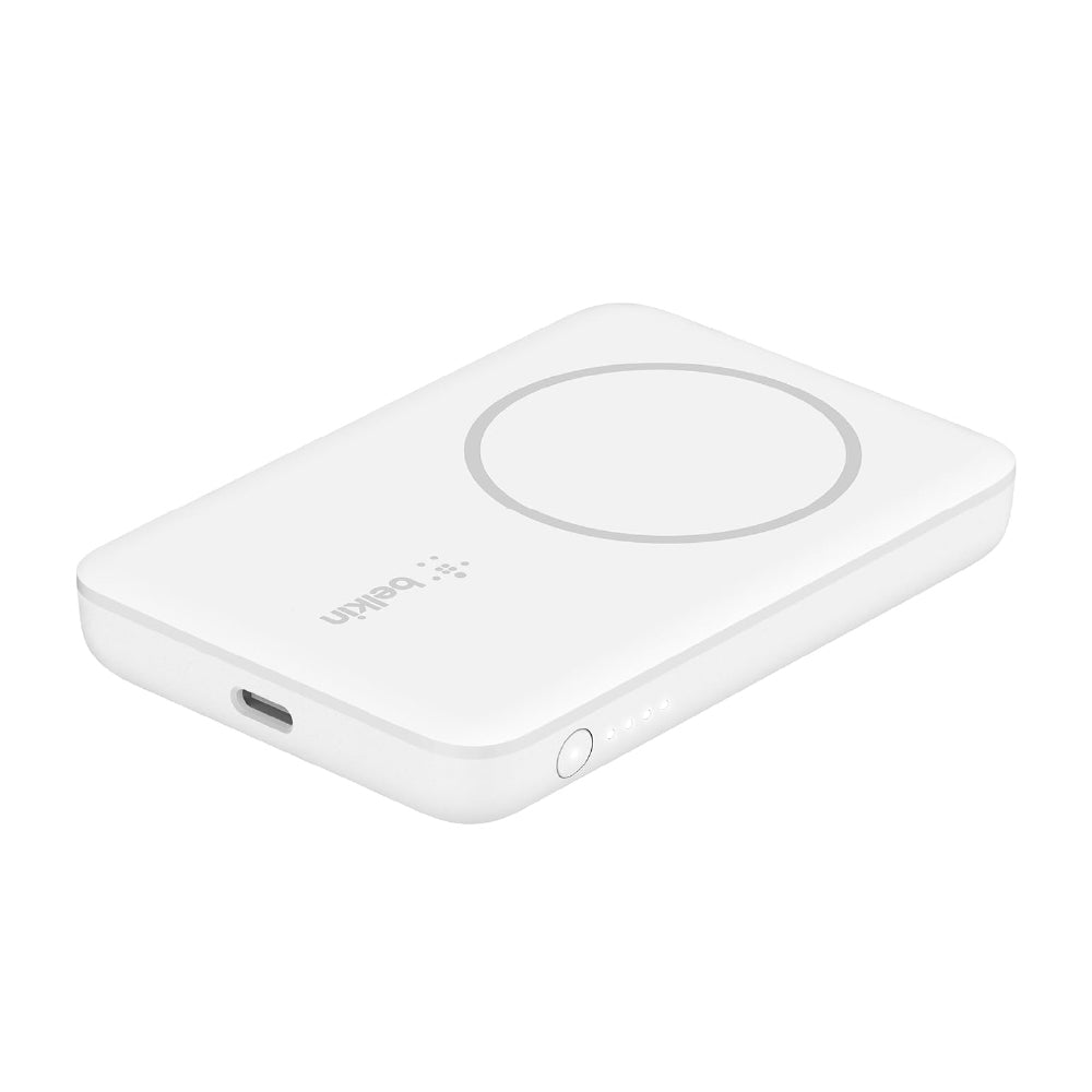 Belkin Quick Charge Magnetic Wireless Power Bank 2500mAh for iPhone 13/13 Pro/13 Pro Max/13 Mini/12/12 Pro/12 Pro Max/12 Mini Compatible for Magsafe Covers - (BPD002BTWH, White, Sleek Design)