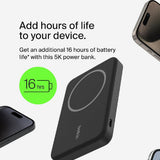 Belkin Qi2 Wireless Power Bank 15W 5000 mAh | MagSafe Charger w/Built-in Pop-up Kickstand | Compatible w/iPhone 17, Air, Pro, Pro Max, Google Pixel 10, etc. | Black
