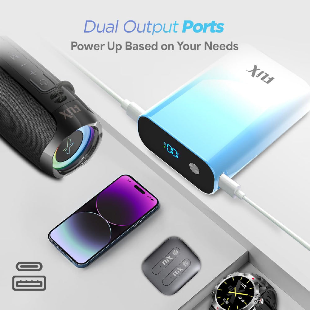 Side angle of CarrotKart FLiX UltraCharge Duotone 20 Power Bank – India | CarrotKart