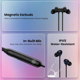 HAMMER Splendor in Ear Bluetooth Neckband with Magnetic Earbuds, Deep Bass, Built-in Mic, Upto 30 Hrs Playtime, BT 5.4, Type-C Charging Port (Black)