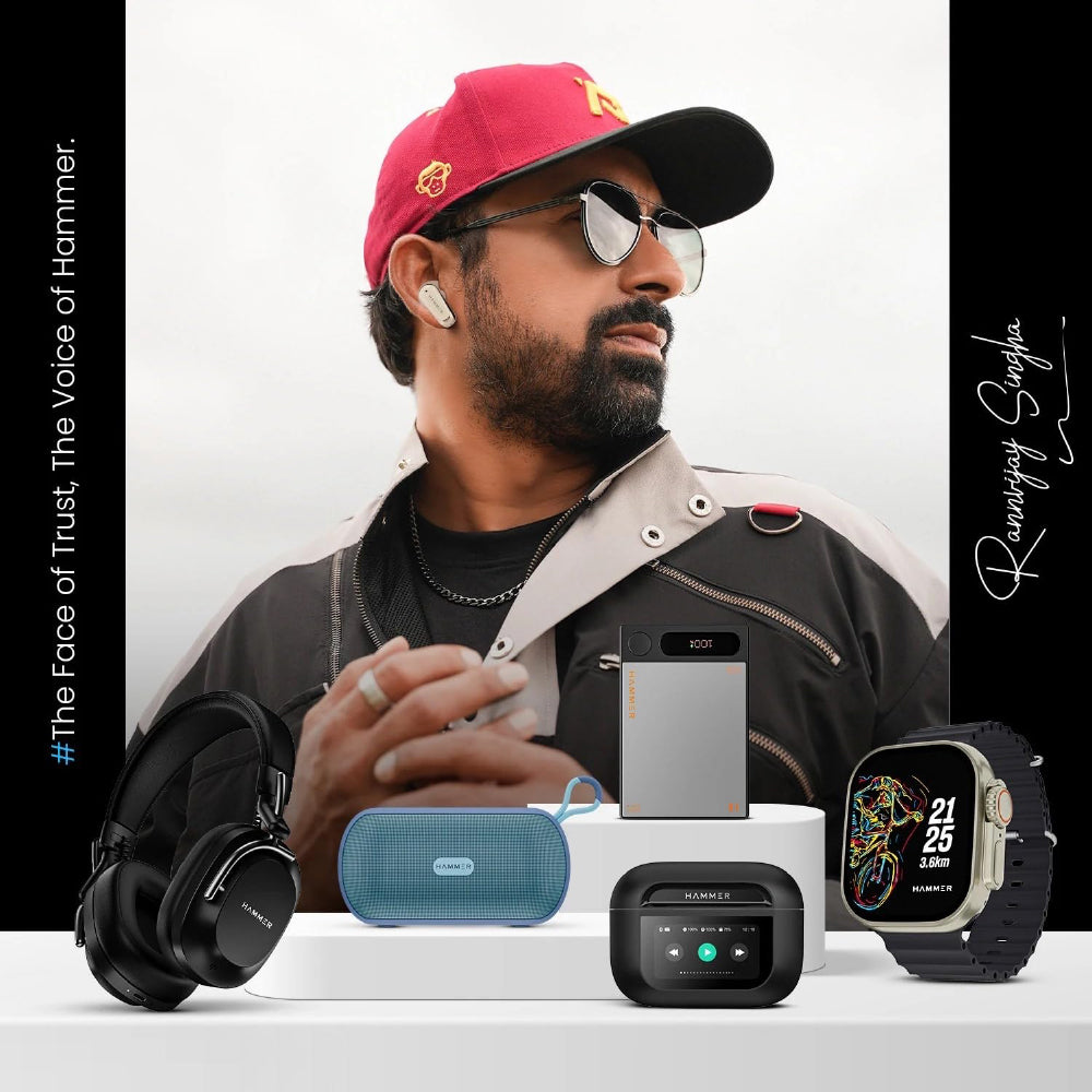 HAMMER New Launch Ultra Pods TWS Wireless Bluetooth Ear buds, Inbuilt Mic, 100H Standby Time, Earbuds with 30H Playtime, USB Type-C,13mm Dynamic Drivers, IPX5 Water Resistant Bluetooth Earphones(Blue)