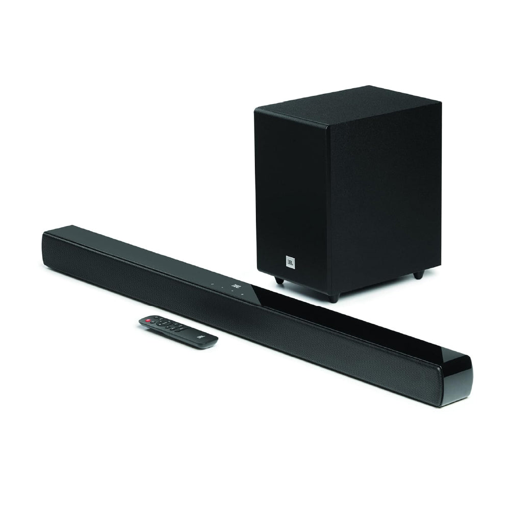 JBL Cinema SB241, Dolby Digital Soundbar with Wired Subwoofer for Extra Deep Bass, 2.1 Channel Home Theatre with Remote, HDMI ARC, Bluetooth & Optical Connectivity (110W)