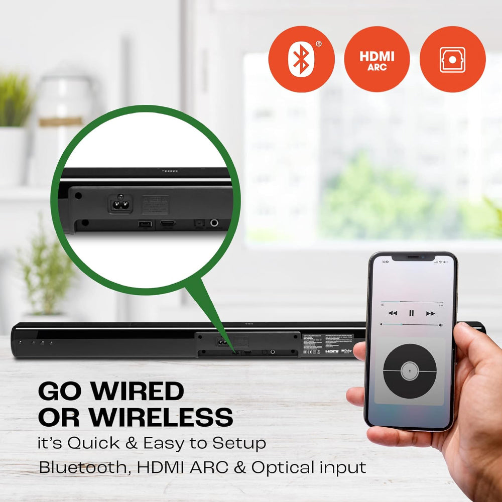 JBL Cinema SB241, Dolby Digital Soundbar with Wired Subwoofer for Extra Deep Bass, 2.1 Channel Home Theatre with Remote, HDMI ARC, Bluetooth & Optical Connectivity (110W)