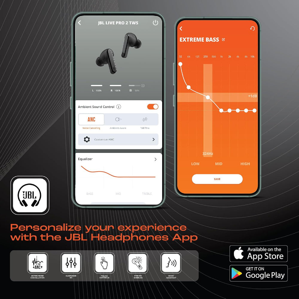 JBL Tune Buds In Ear Wireless TWS Earbuds with Mic, ANC Earbuds, Customized Extra Bass with Headphones App, 48 Hrs Battery, Quick Charge, 4-Mics, IP54, Ambient Aware & Talk-Thru, Bluetooth 5.3 (Black)