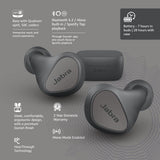 Jabra Elite 3 in Ear True Wireless Earbuds – Noise Isolating with 4 Built-in Microphones for Clear Calls, Rich Bass, Customizable Sound, Mono Mode - Dark Grey
