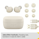 JABRA Jabra Elite 4 Bluetooth Headsets with ANC, Multipoint, 4-mic call technology Bluetooth (Light Beige, In the Ear)