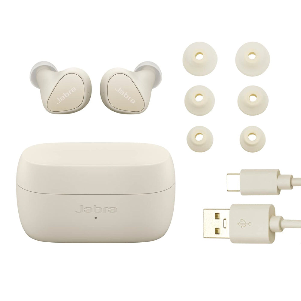 JABRA Jabra Elite 4 Bluetooth Headsets with ANC, Multipoint, 4-mic call technology Bluetooth (Light Beige, In the Ear)