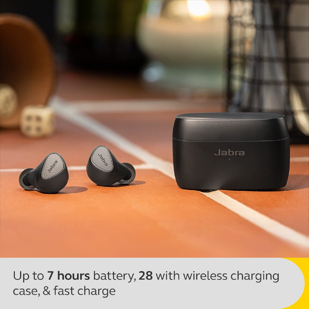 Jabra Elite 5 True Wireless in Ear Bluetooth Earbuds with Active Noise Cancellation, 6 Built-in Microphones for Clear Calls, Dual Pairing & Microsoft Swift Pair for Windows Devices - Titanium Black