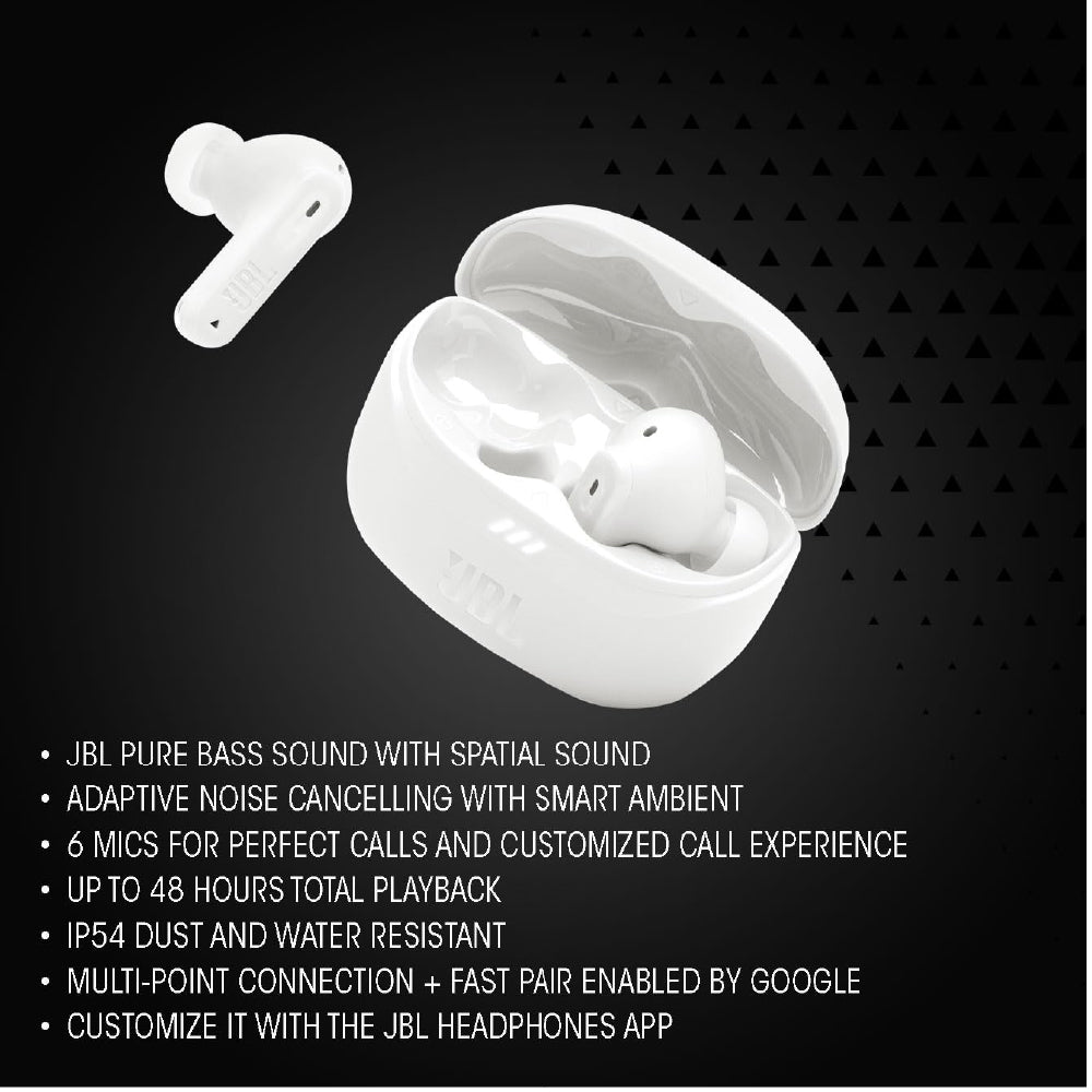 JBL New Launch Tune Beam 2 TWS, ANC Earbuds, 48Hr Playtime,Dual Connect, Ambient Aware, Relax Mode, Customized EQ with Headphones App, 6 Mics for Clear Calls, Spatial Sound, Personi-Fi 3.0 (Black)