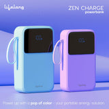 Lifelong Electronics 20000mAh 22.5W Fast Charging QC 3.0 Power Bank | 3 Inputs (in-Built Cable + Lightning + Type-C Port) | 6 Outputs (3 in-Built Cable + USB + Type-C Port) Blue