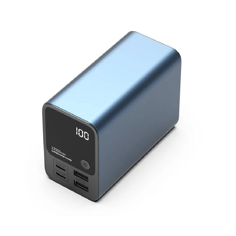 Lifelong 100W 27000 mAh 4-in-1 Fast Charging Laptop Power Bank with 2 Type C PD Output Ports & 2 USB Output Ports Compatible with Laptop, Android Smartphones, iPhones, iPad, Tablet (Metallic Blue)