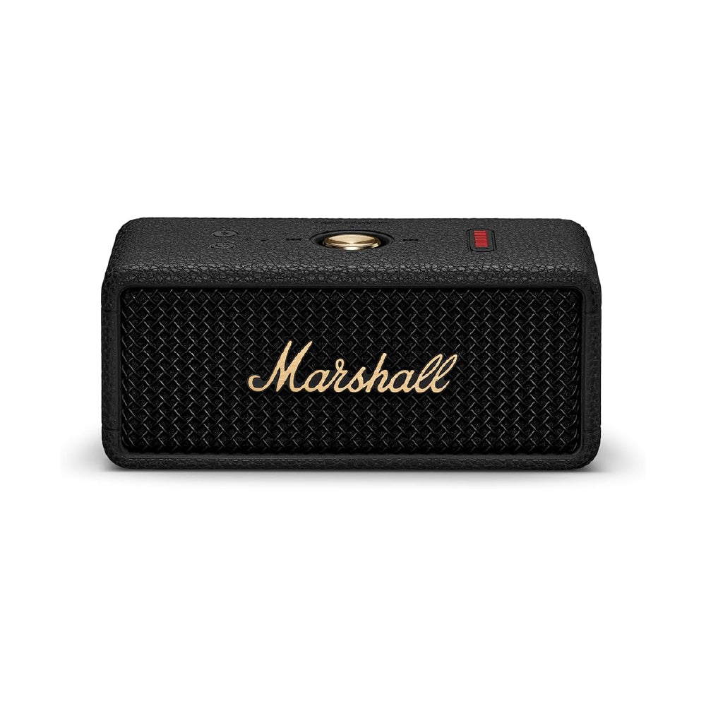 Marshall Emberton III Compact Portable Bluetooth Speaker with 32+ Hours of Playtime, (360° Sound), Dust & Waterproof (IP67) – Black & Brass.