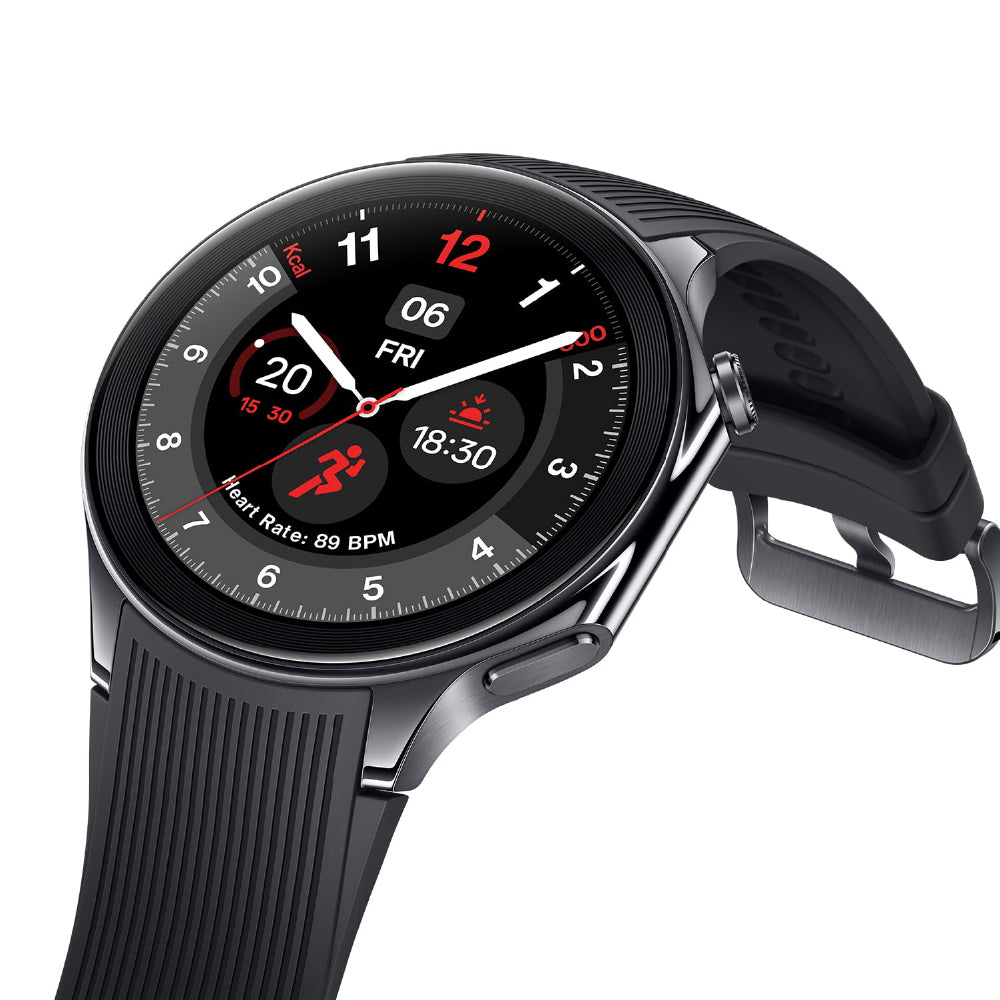 OnePlus Watch 2 with Wear OS 4,Snapdragon W5 Chipset,Upto 100hrs battery life,1.43’’ AMOLED Display, Stainless Steel & Sapphire Crystal build,Dual Frequency GPS, 5 ATM, IP68 & BT Calling (Black Steel)